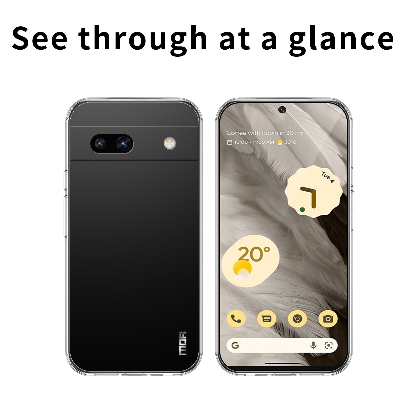MOFI Flexible TPU Phone Case for Google Pixel 7a Transparent Cellphone Back Protector Cover MOFI Flexible TPU Phone Case for Google Pixel 7a Transparent Cellphone Back Protector Cover